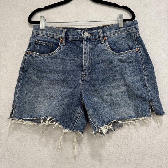 BlankNYC Shorts Womens 29 Blue Distressed The Perry Mom High Rise Denim Raw Hem - Picture 1 of 10